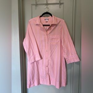 Natori Button Down Sleep Shirt - Pink & Orange Size L